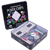 Фотография Набор для покера Poker Chips на 100 фишек с номиналом (металл. коробка) [=city]